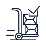 Hand truck with stacked boxes icon