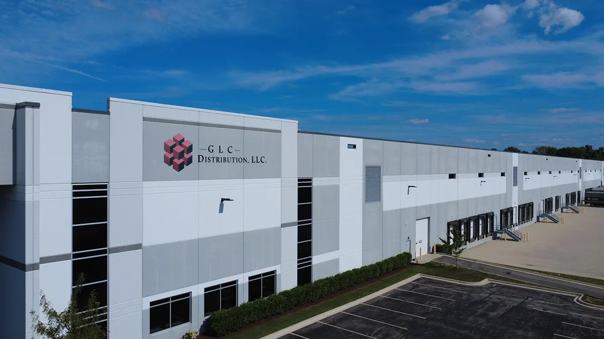 Exterior view of a GLC Distribution warehouse Chicago with loading docks and logistics infrastructure supporting warehousing and fulfillment services.